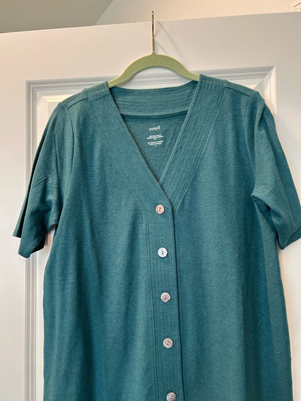 Teal Button-Front V-Neck Top from J. Jill